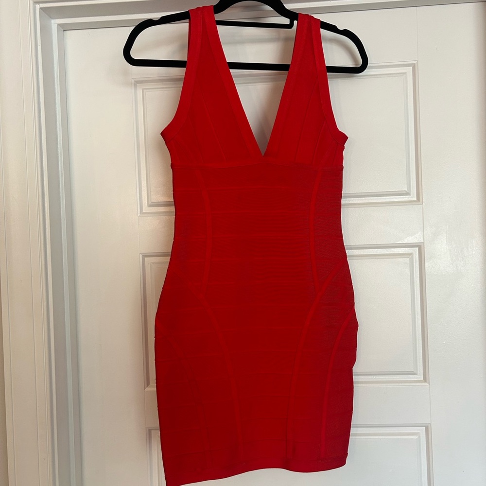 House of CB red bondage wrap dress